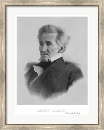 Framed President Andrew Jackson (black &amp; white portrait) Print