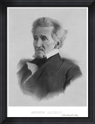 Framed President Andrew Jackson (black &amp; white portrait) Print
