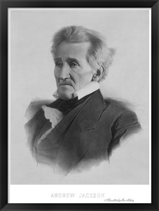 Framed President Andrew Jackson (black &amp; white portrait) Print