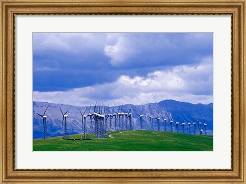 Framed Windmills at Pincher Creek, Alberta, Canada Print