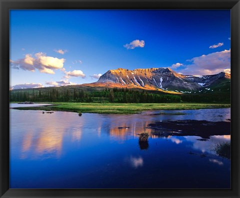 Framed Sofa Mountain Reflects in Beaver Pond, Wateron Lakes National Park, Alberta, Canada Print