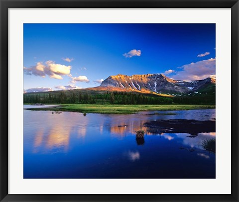 Framed Sofa Mountain Reflects in Beaver Pond, Wateron Lakes National Park, Alberta, Canada Print