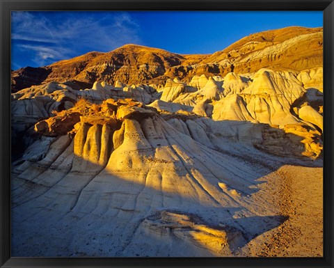 Framed Hoodoo rock formations, Drumheller Alberta, Canada Print