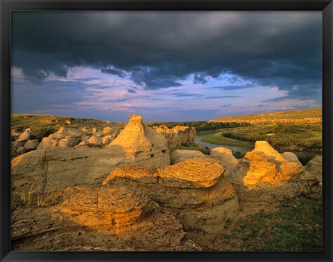 Framed Milk River, Writing on Stone Provincial Partk, Alberta Print