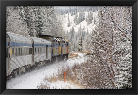 Framed Via Rail Snow Train Between Edmonton &amp; Jasper, Alberta, Canada Print