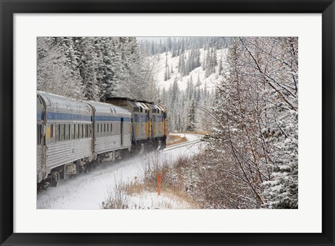 Framed Via Rail Snow Train Between Edmonton &amp; Jasper, Alberta, Canada Print