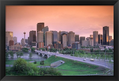 Framed Skyline of Calgary, Alberta, Canada Print