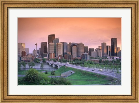 Framed Skyline of Calgary, Alberta, Canada Print