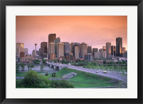 Framed Skyline of Calgary, Alberta, Canada Print