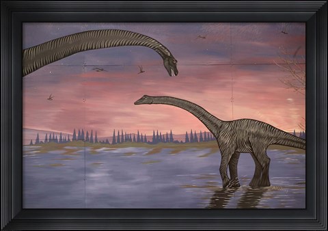 Framed Town Dinosaur Mural, Drumheller, Alberta, Canada Print