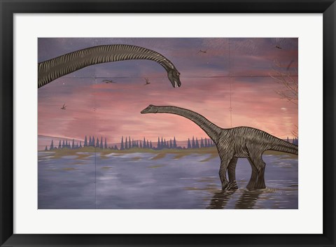 Framed Town Dinosaur Mural, Drumheller, Alberta, Canada Print