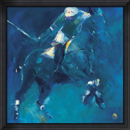 Framed Polo Players - Blue Print