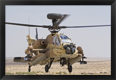 Framed AH-64D Saraf attack helicopter of the Israeli Air Force Print