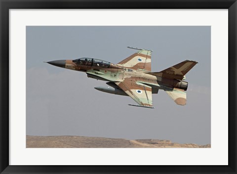 Framed F-16B Netz of the Israeli Air Force in flight over Israel Print