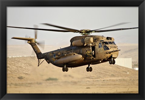 Framed CH-53 Yasur 2000 of the Israeli Air Force in a rescue demonstration Print