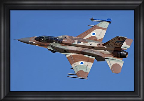 Framed F-16I Sufa of the Israeli Air Force in flight over Israel Print