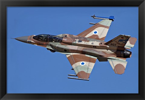 Framed F-16I Sufa of the Israeli Air Force in flight over Israel Print