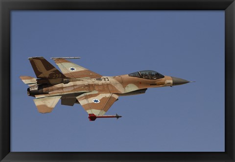 Framed F-16A Netz of the Israeli Air Force in flight over Israel Print