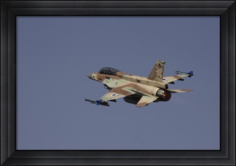 Framed F-16D Barak of the Israeli Air Force flying over Israel Print