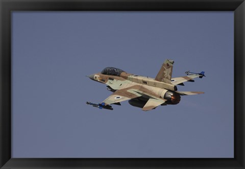 Framed F-16D Barak of the Israeli Air Force flying over Israel Print