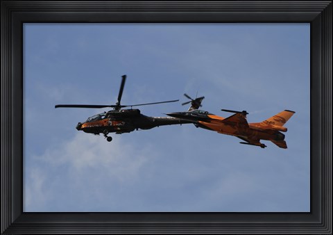 Framed F-16 Falcon and AH-64 Apache from the Royal Netherlands Air Force Print