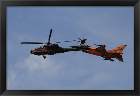 Framed F-16 Falcon and AH-64 Apache from the Royal Netherlands Air Force Print