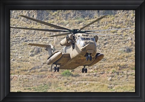 Framed CH-53 Yasur 2000 of the Israeli Air Force landing in the field Print