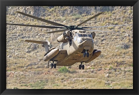 Framed CH-53 Yasur 2000 of the Israeli Air Force landing in the field Print