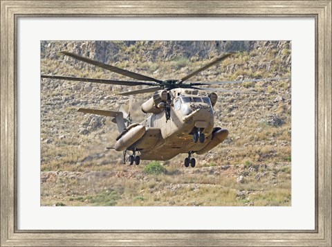 Framed CH-53 Yasur 2000 of the Israeli Air Force landing in the field Print