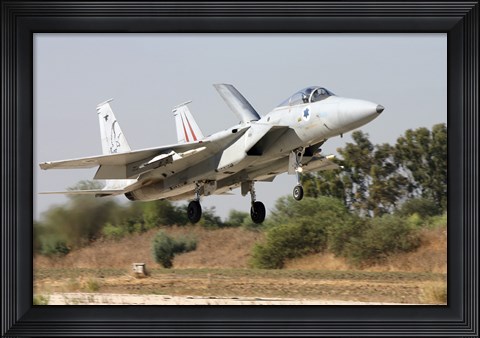 Framed F-15C Baz of the Israeli Air Force landing at Tel Nof Air Force Base Print