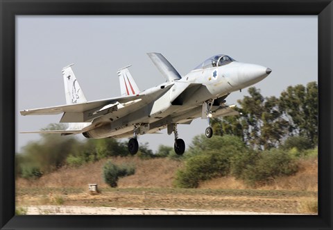 Framed F-15C Baz of the Israeli Air Force landing at Tel Nof Air Force Base Print