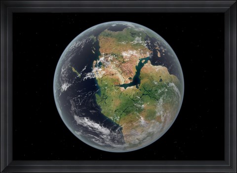 Framed Western hemisphere of the Earth during the Early Jurassic period Print