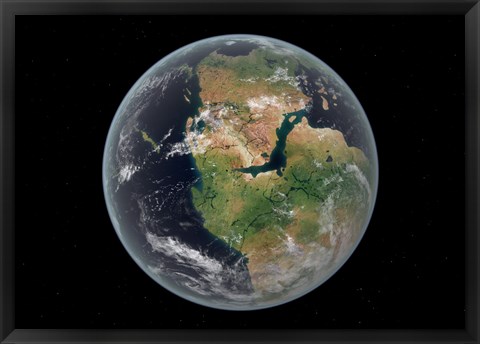 Framed Western hemisphere of the Earth during the Early Jurassic period Print