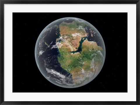 Framed Western hemisphere of the Earth during the Early Jurassic period Print