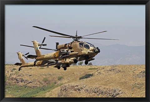 Framed Two AH-64A Peten attack helicopters of the Israeli Air Force Print