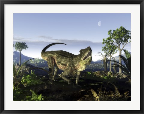 Framed archosaur of the genus Postosuchus wanders in a prehistoric landscape Print