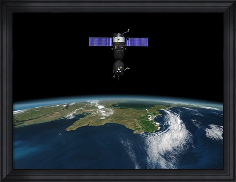Framed Soyuz TMA-M spacecraft in low Earth orbit Print