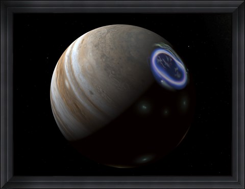 Framed Artist&#39;s concept of an aurora on Jupiter&#39;s north pole Print
