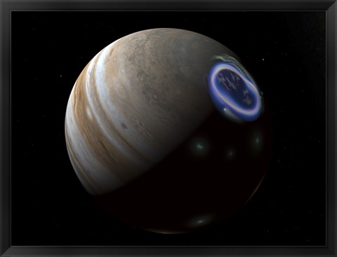 Framed Artist&#39;s concept of an aurora on Jupiter&#39;s north pole Print