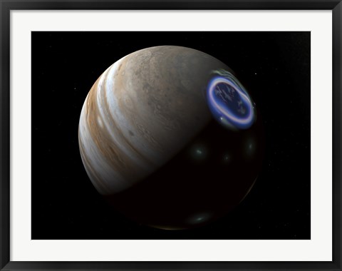 Framed Artist&#39;s concept of an aurora on Jupiter&#39;s north pole Print