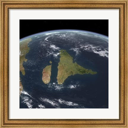 Framed View of the Indian subcontinent during the Late Cretaceous period Print