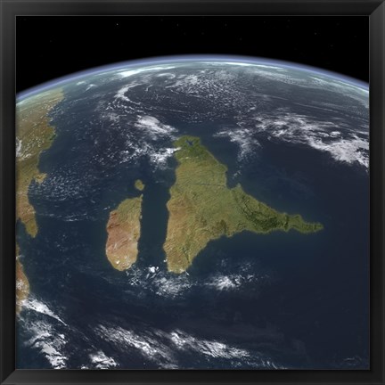 Framed View of the Indian subcontinent during the Late Cretaceous period Print