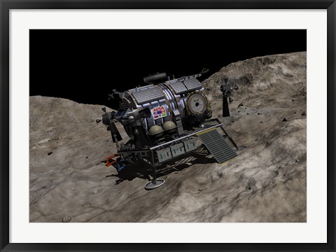 Framed manned Asteroid Lander on the surface of an asteroid Print