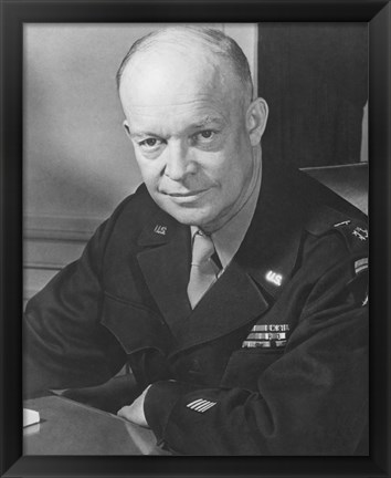 Framed WWII Photo of General Dwight D Eisenhower Print