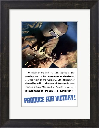 Framed Produce for Victory - Remember Pearl Harbor Print