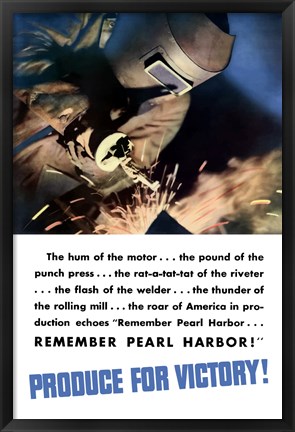 Framed Produce for Victory - Remember Pearl Harbor Print