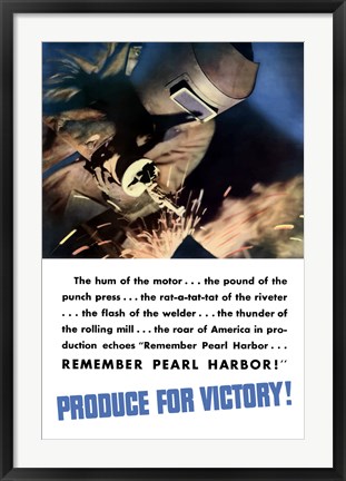 Framed Produce for Victory - Remember Pearl Harbor Print