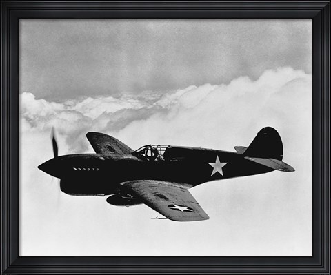 Framed World War II  P-40 Fighter Plane Print