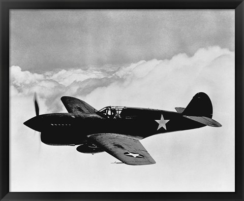 Framed World War II  P-40 Fighter Plane Print