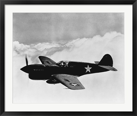 Framed World War II  P-40 Fighter Plane Print